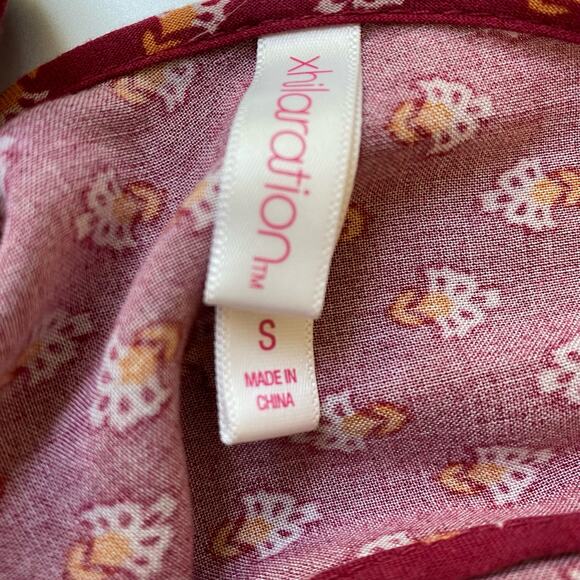 Xhilaration Floral Faux Wrap Maxi Dress Women Size S Red Cottagecore Ruffle Boho - Picture 10 of 11